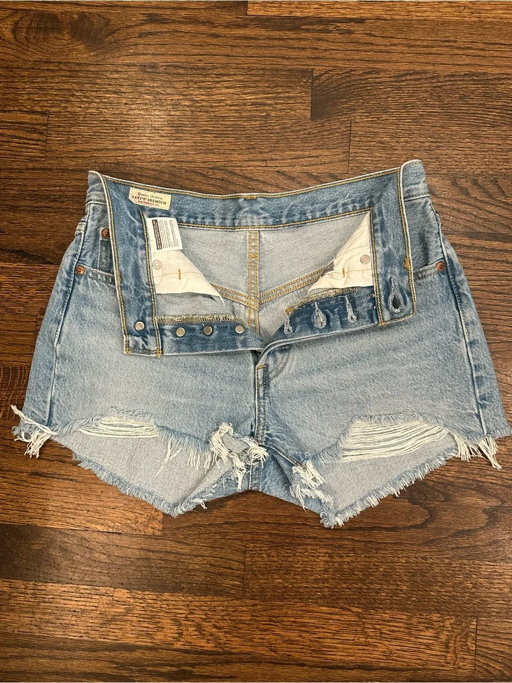 Light Blue Distressed Denim Shorts